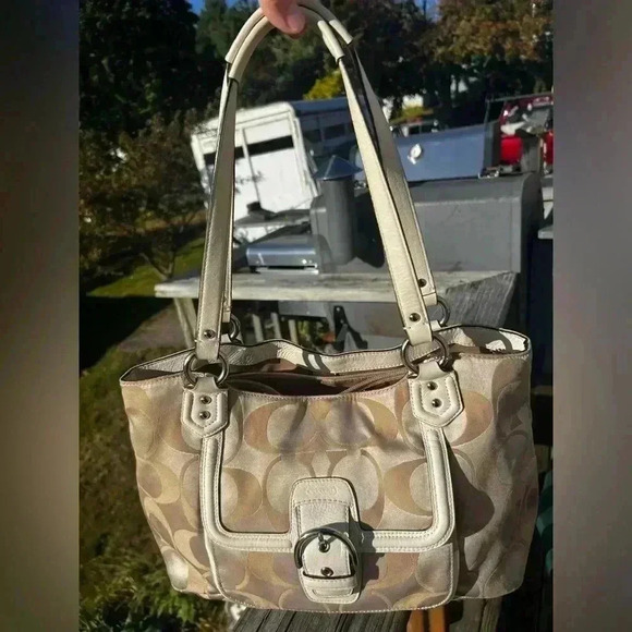 Coach Womens Campbell Signature Belle Ivory Carryall Shoulder Handbag F25294 - Picture 3 of 11